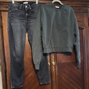 Good American Jeans and Sweatshirt